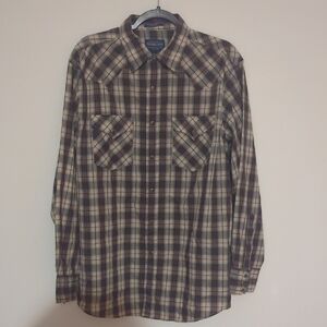 Pendleton Men's Frontier Checkered Shirt - Brown and Cream